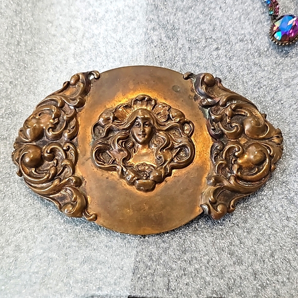 Massive Vintage Ornate Art Nouveau Belt Buckle - Picture 1 of 8